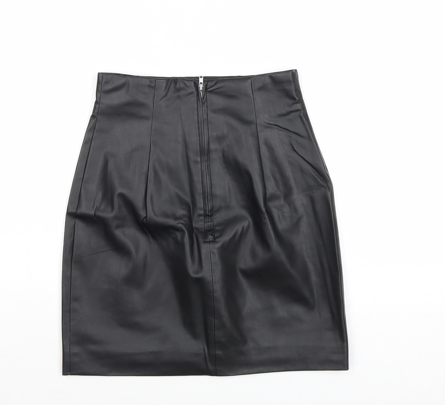 H&M Womens Black Polyester A-Line Skirt Size 6 Zip