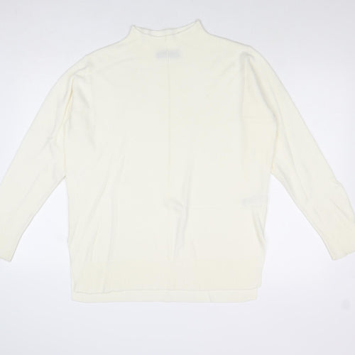 Marks and Spencer Womens Ivory Mock Neck Acrylic Pullover Jumper Size M