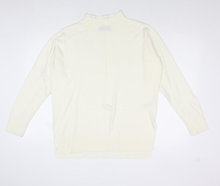 Marks and Spencer Womens Ivory Mock Neck Acrylic Pullover Jumper Size M