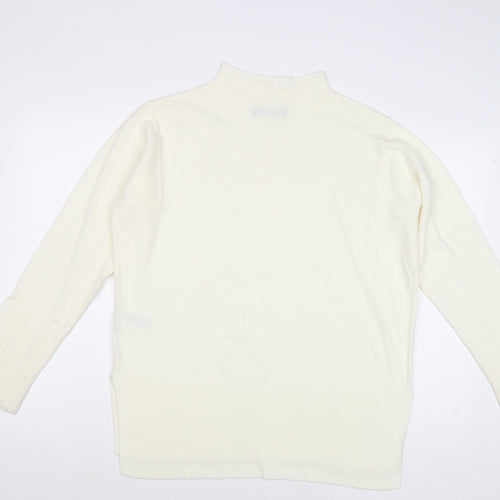 Marks and Spencer Womens Ivory Mock Neck Acrylic Pullover Jumper Size M