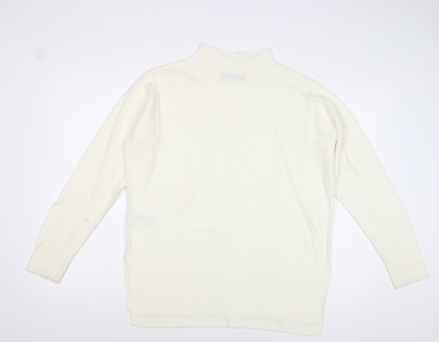 Marks and Spencer Womens Ivory Mock Neck Acrylic Pullover Jumper Size M