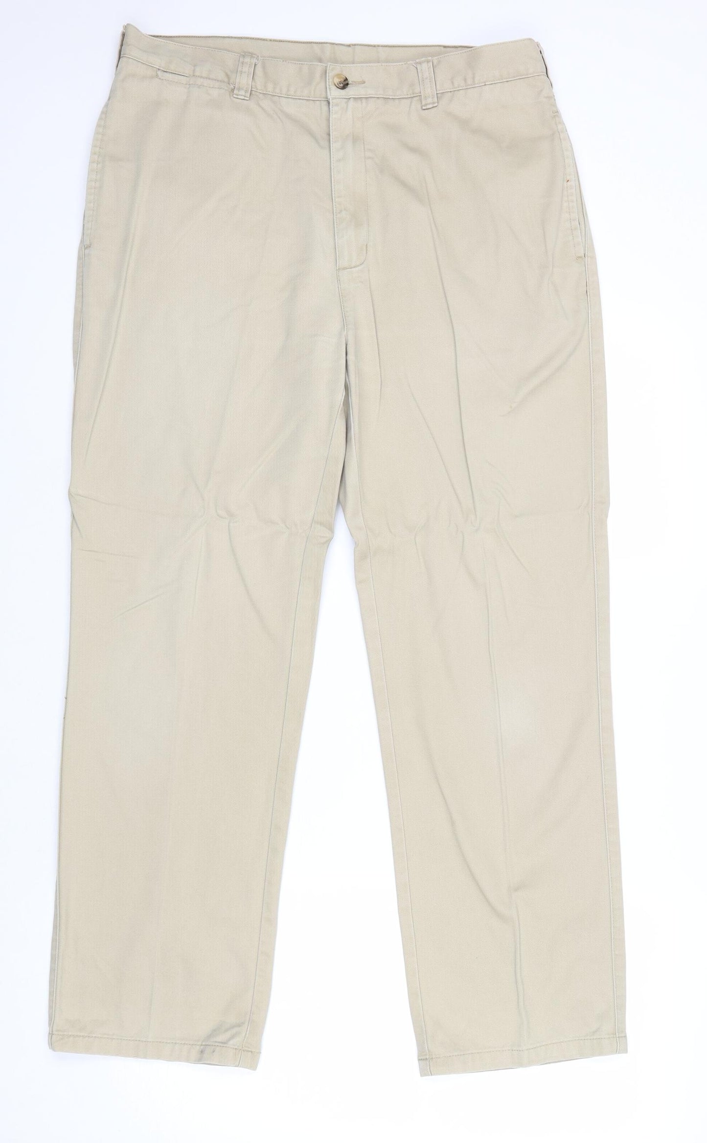 Armando Mens Beige Cotton Trousers Size 34 in Regular Zip