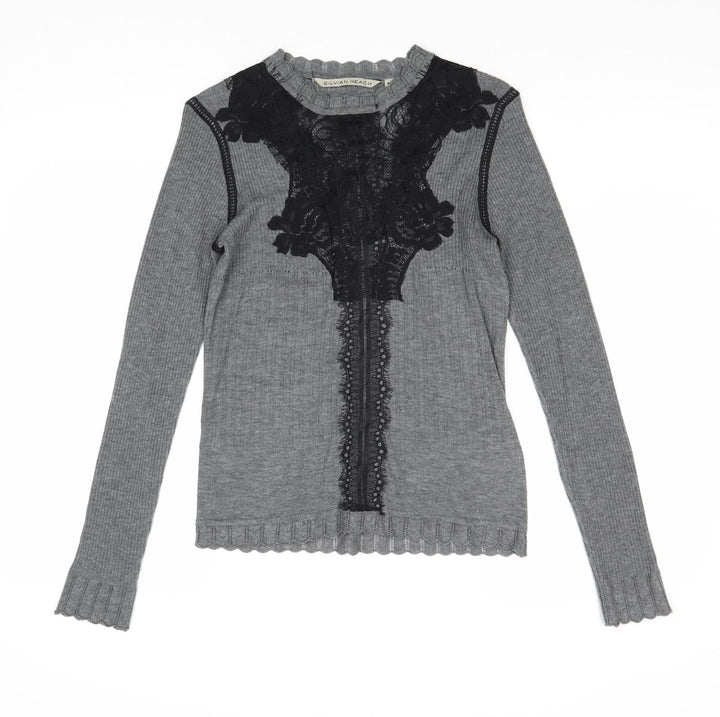Silvian Heach Womens Grey Round Neck Polyester Pullover Jumper Size XS