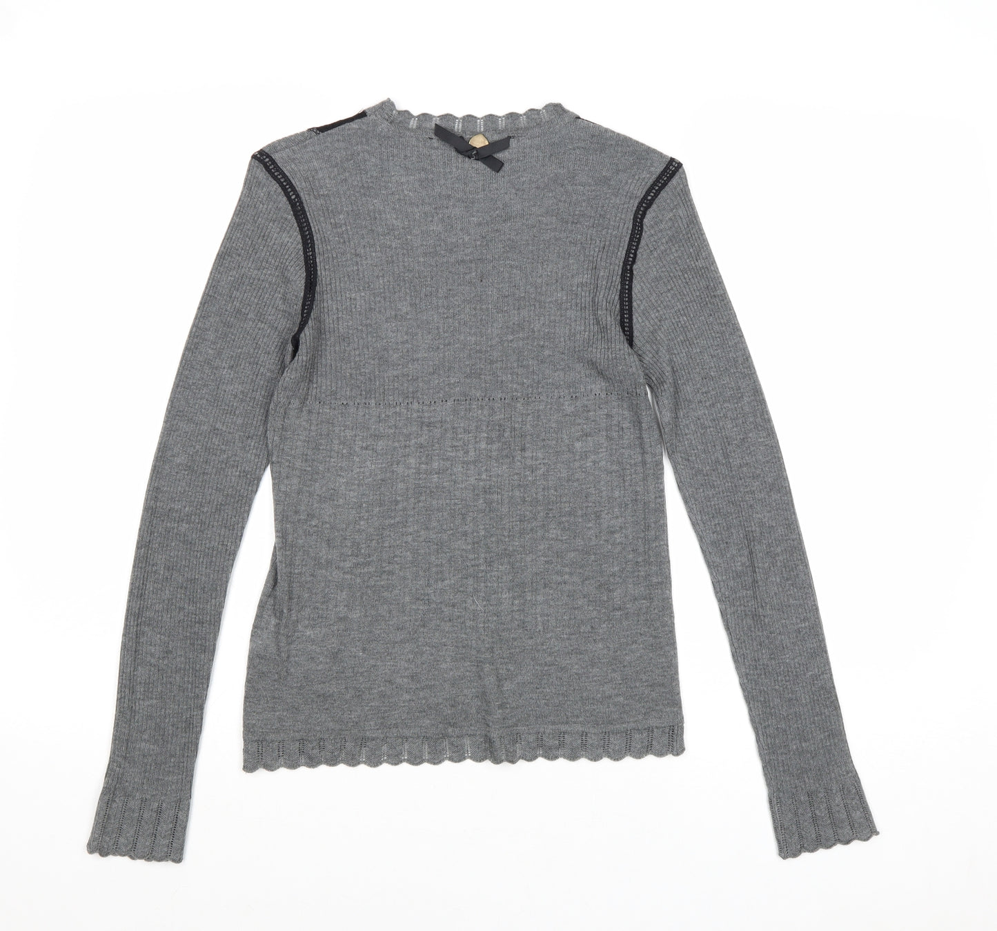 Silvian Heach Womens Grey Round Neck Polyester Pullover Jumper Size XS