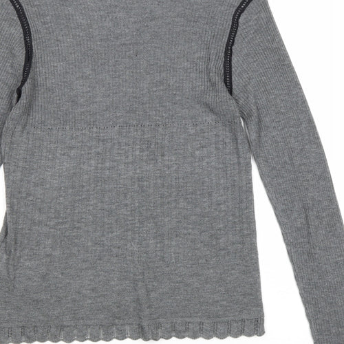 Silvian Heach Womens Grey Round Neck Polyester Pullover Jumper Size XS
