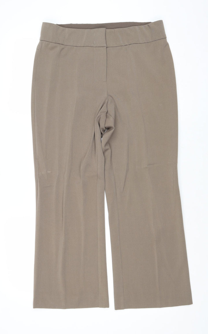 Artigiano Womens Brown Polyester Trousers Size 32 in Regular Zip