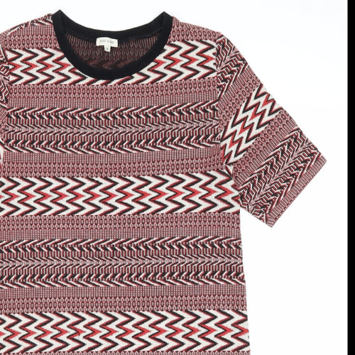 NEXT Womens Red Geometric Cotton T-Shirt Dress Size 8 Round Neck Pullover
