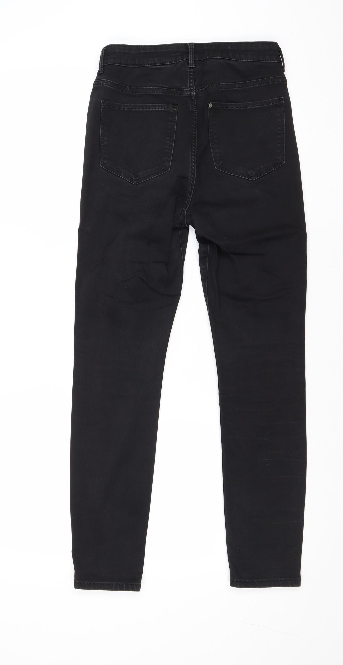 H&M Womens Black Cotton Straight Jeans Size 28 in Regular Zip