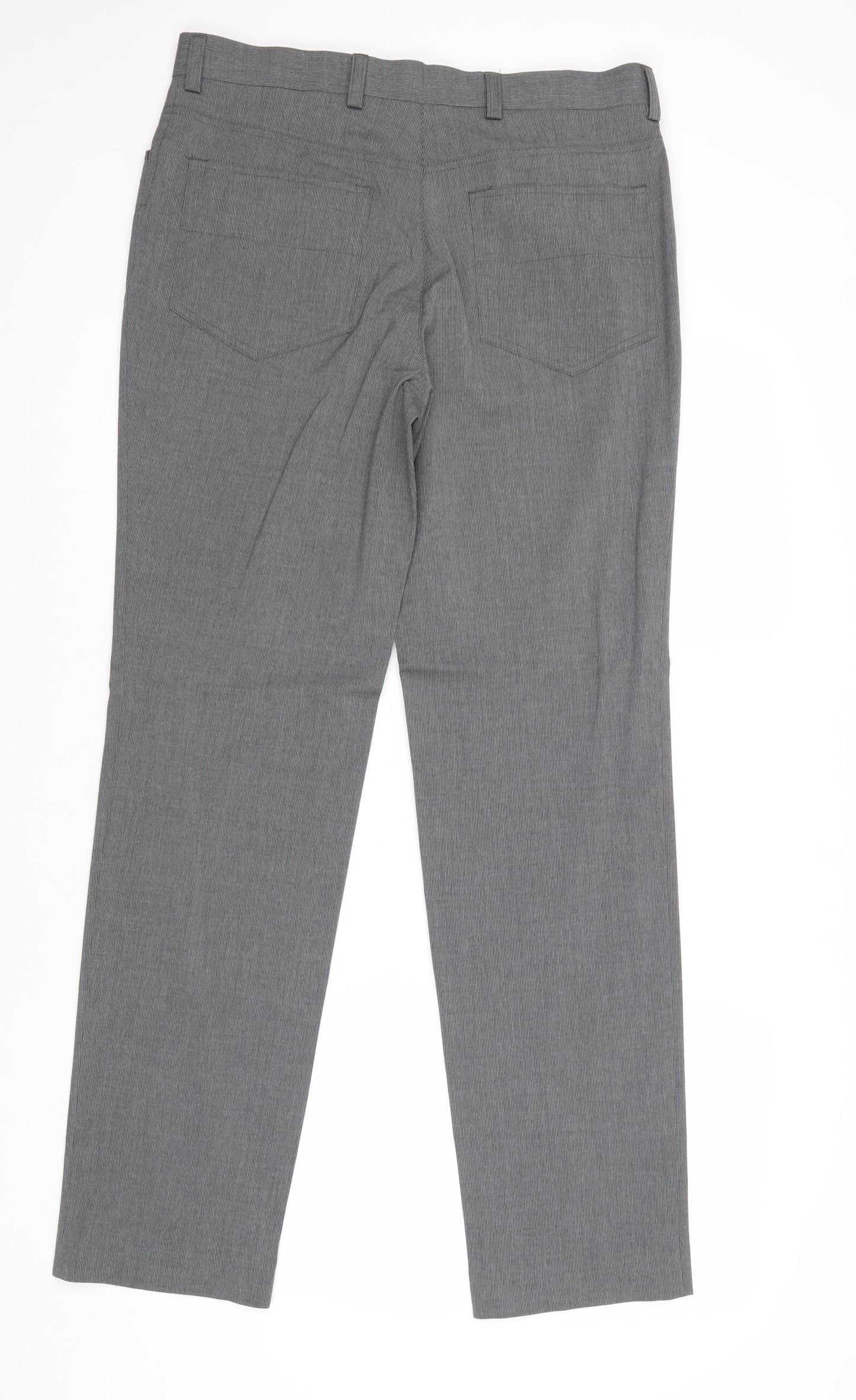 Marks and Spencer Mens Grey Polyester Trousers Size 32 in Regular Zip