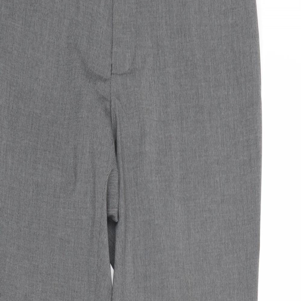 Marks and Spencer Mens Grey Polyester Trousers Size 32 in Regular Zip