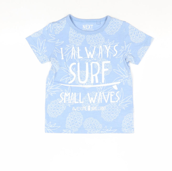NEXT Boys Blue Geometric Cotton Pullover T-Shirt Size 3-4 Years Round Neck Pullover - Pineapple Print