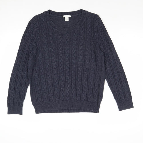 H&M Womens Blue Round Neck Acrylic Pullover Jumper Size L