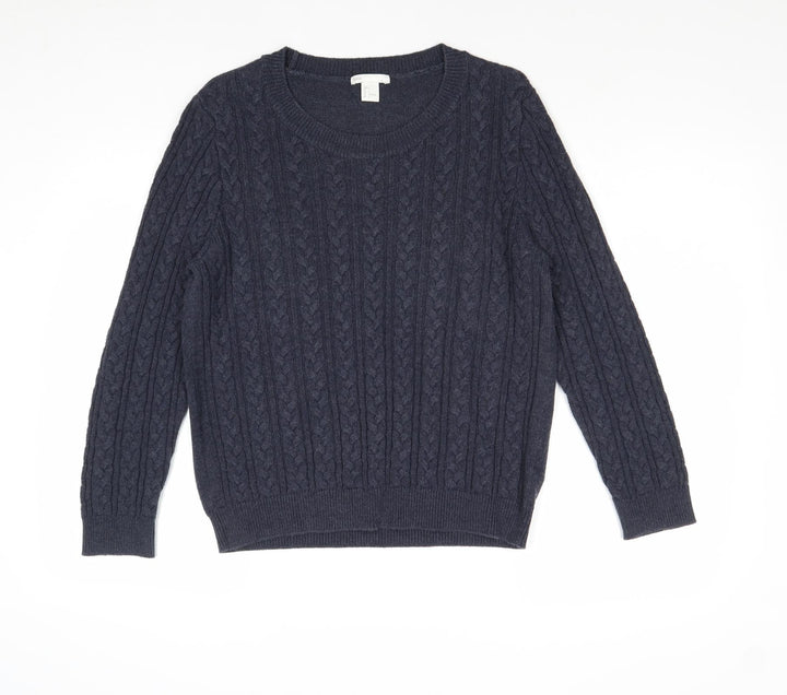H&M Womens Blue Round Neck Acrylic Pullover Jumper Size L