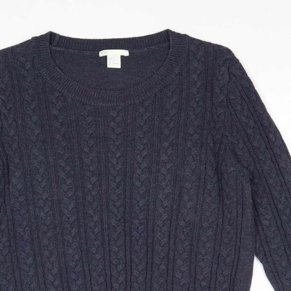 H&M Womens Blue Round Neck Acrylic Pullover Jumper Size L