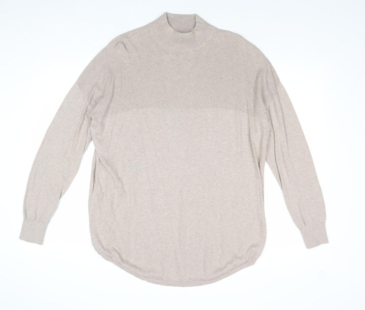 ASOS Womens Beige Mock Neck Cotton Pullover Jumper Size 10