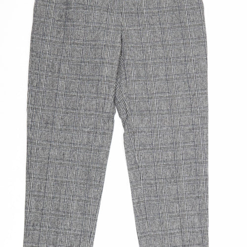 Marks and Spencer Womens Grey Plaid Polyester Carrot Trousers Size 8 Regular Zip