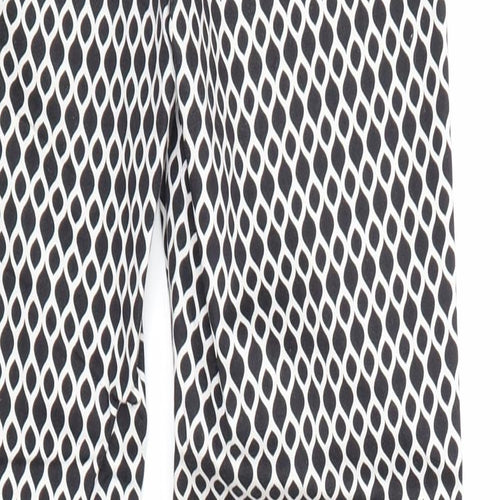 H&M Womens Black Geometric Cotton Chino Trousers Size 8 Regular Zip