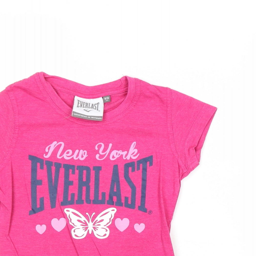 Everlast Girls Pink Cotton Pullover T-Shirt Size 9-10 Years Round Neck Pullover - New York
