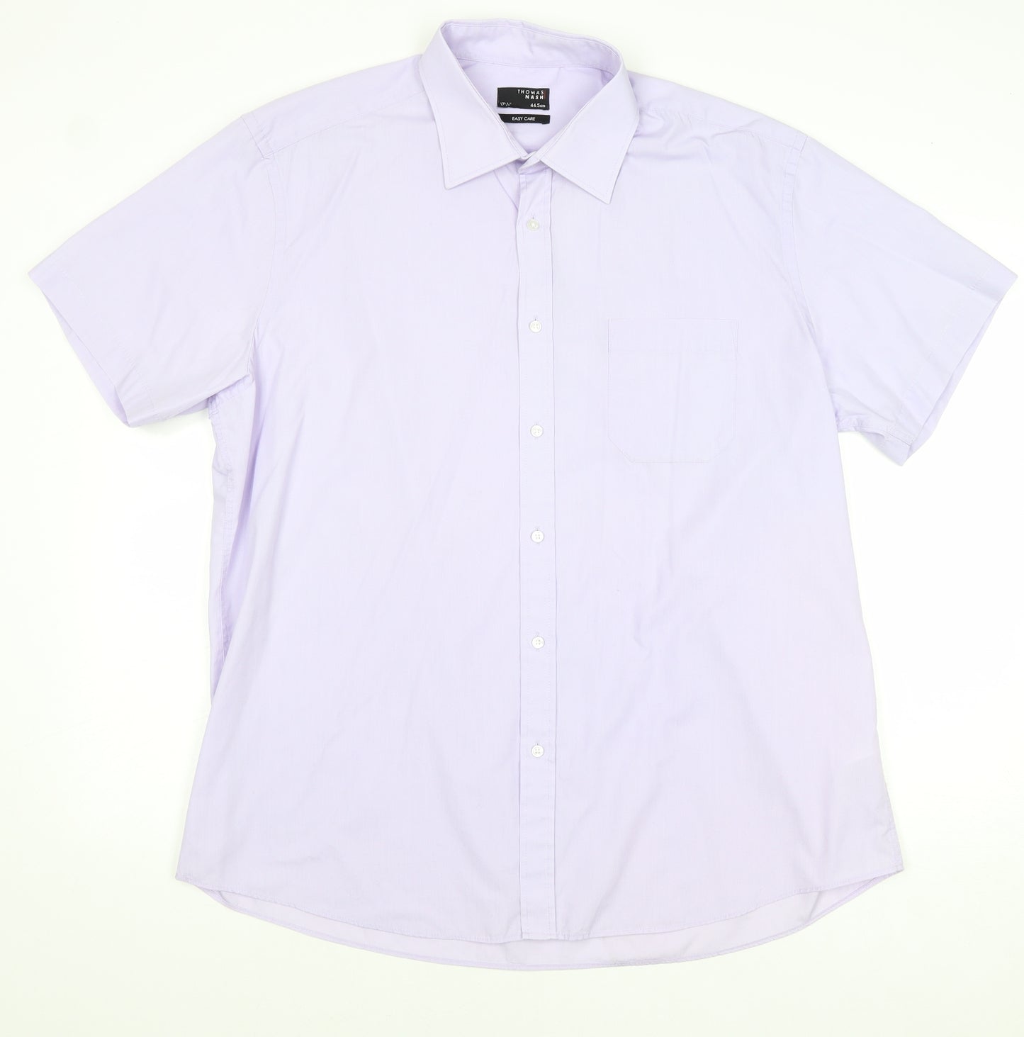 Thomas Nash Mens Purple Polyester Button-Up Size 17.5 Collared Button