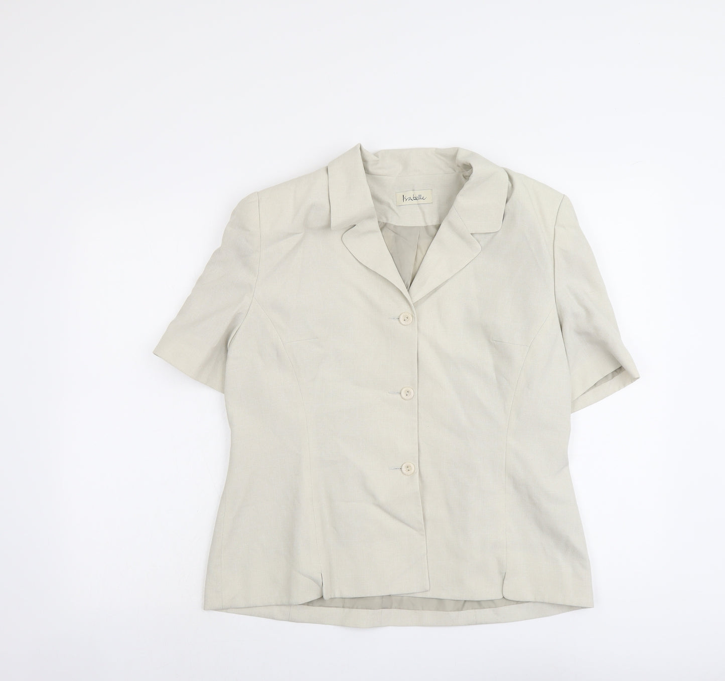 Izabelle Womens Beige Polyester Jacket Blazer Size 14