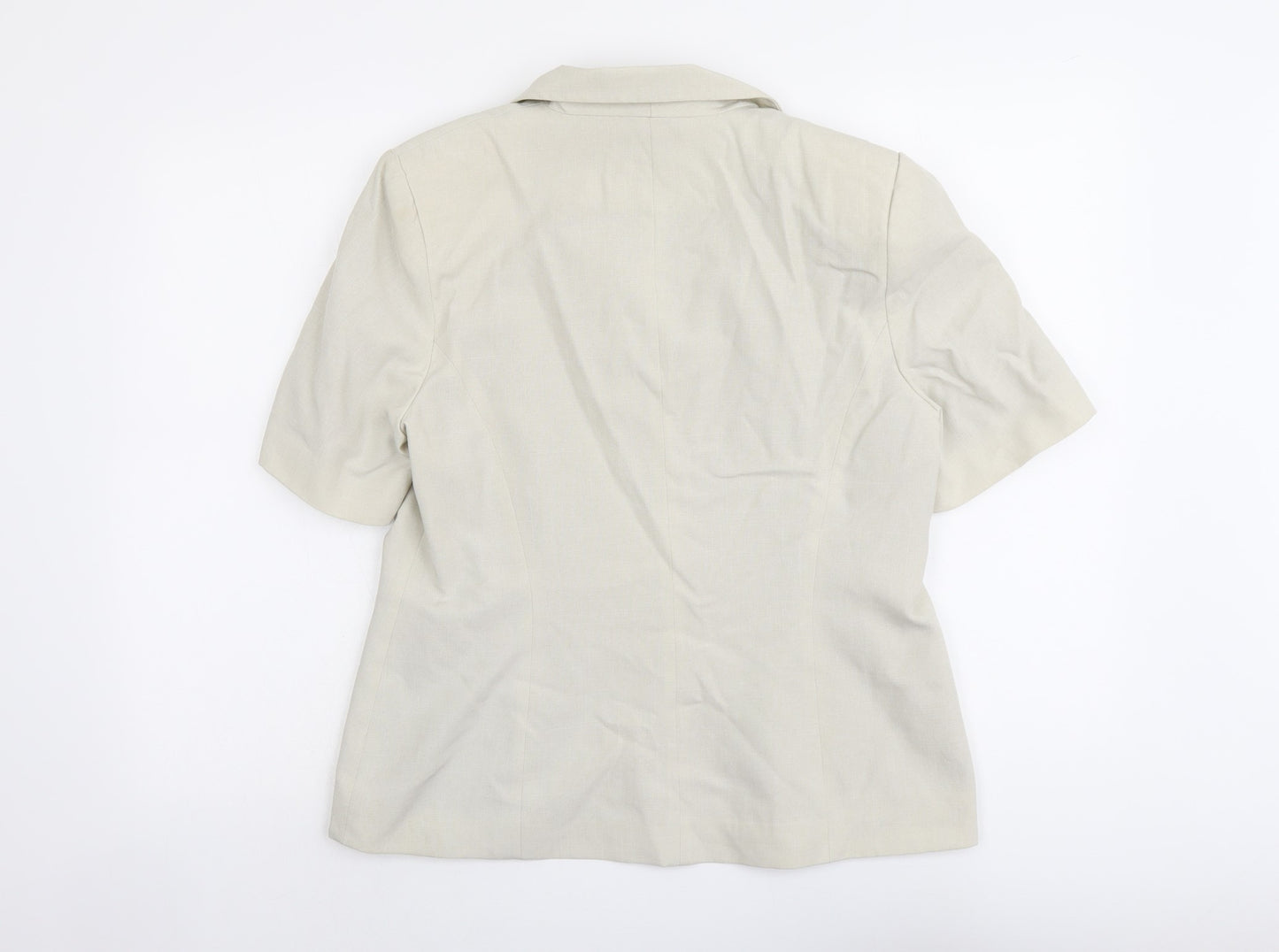 Izabelle Womens Beige Polyester Jacket Blazer Size 14