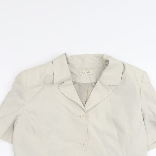 Izabelle Womens Beige Polyester Jacket Blazer Size 14