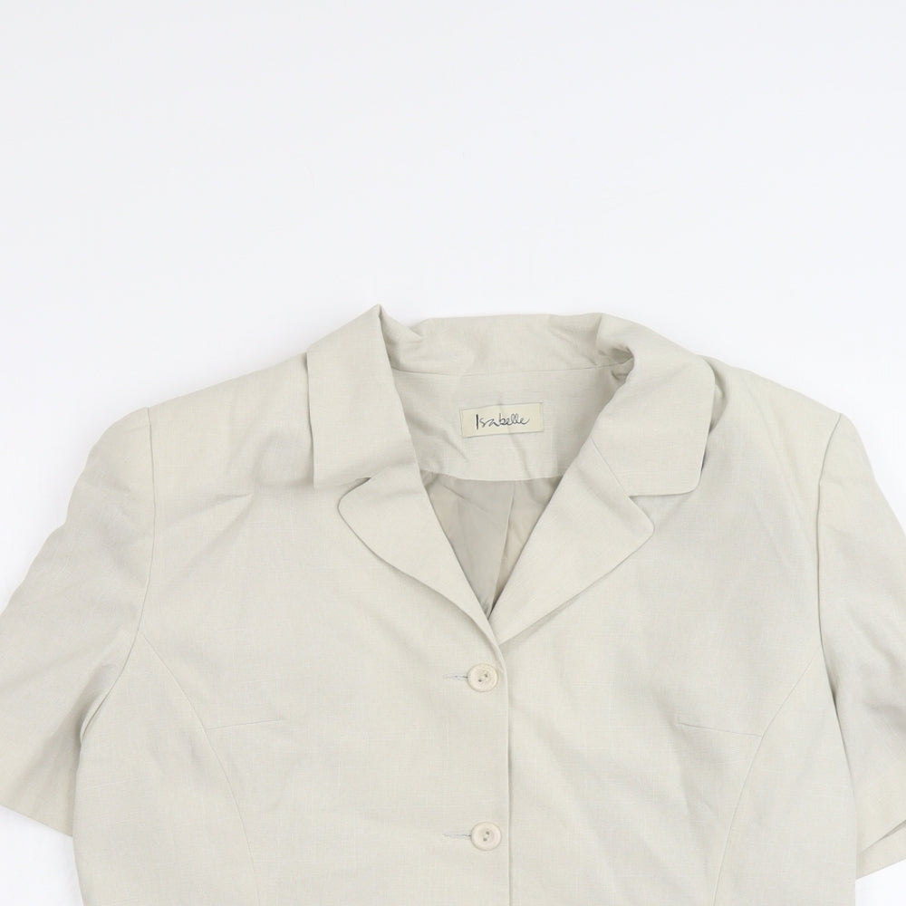 Izabelle Womens Beige Polyester Jacket Blazer Size 14
