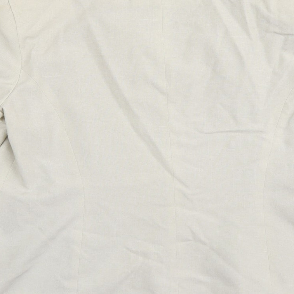 Izabelle Womens Beige Polyester Jacket Blazer Size 14