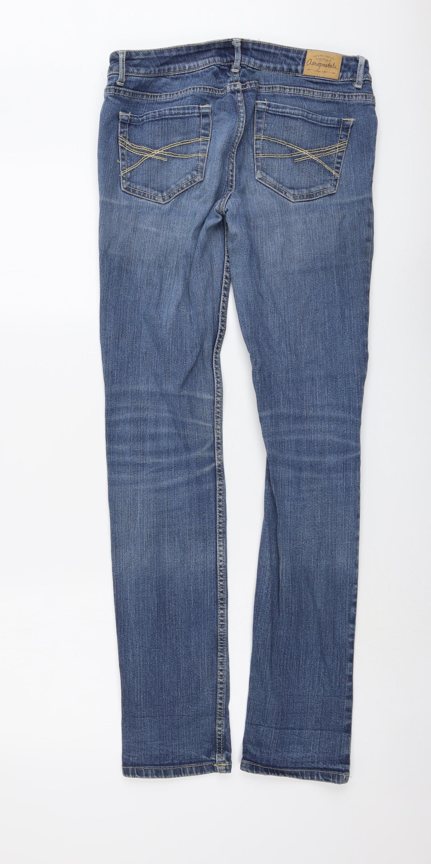 Aeropastale Womens Blue Cotton Straight Jeans Size 30 in L32 in Regular Button