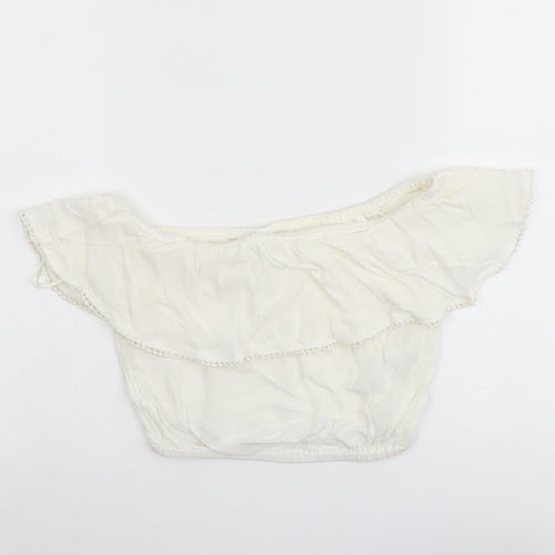 Miss Selfridge Womens Ivory Viscose Cropped Tank Size 6 Off the Shoulder