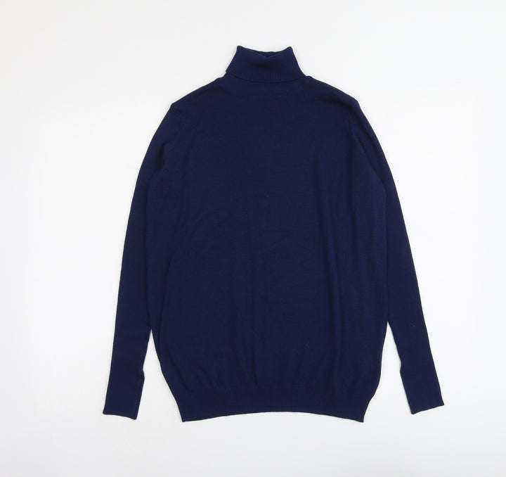 JD Williams Womens Blue Roll Neck Viscose Pullover Jumper Size 12
