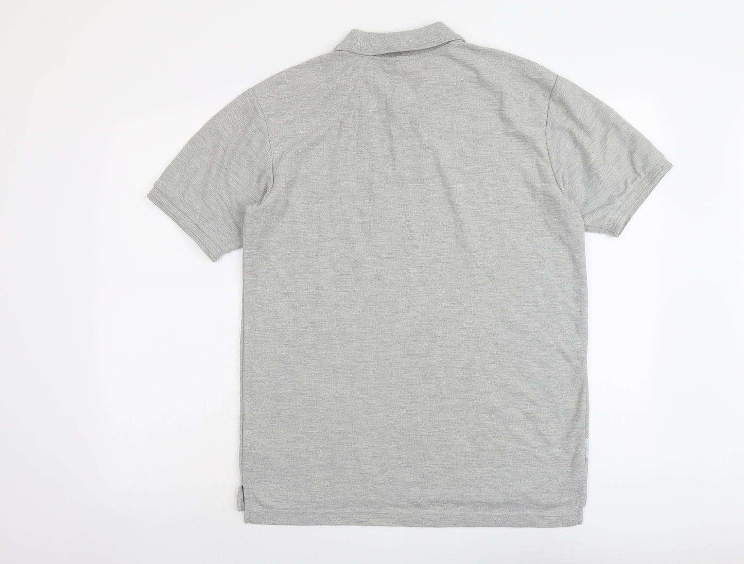 Slazenger Mens Grey Cotton Polo Size M Collared Button