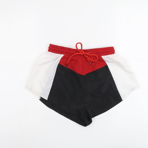 PRETTYLITTLETHING Womens Multicoloured Striped Polyester Sweat Shorts Size 6 L3 in Regular Drawstring