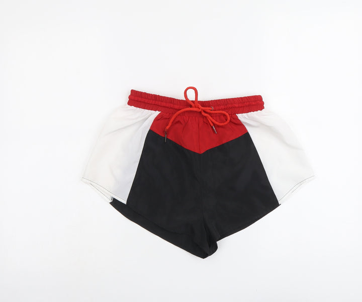 PRETTYLITTLETHING Womens Multicoloured Striped Polyester Sweat Shorts Size 6 L3 in Regular Drawstring