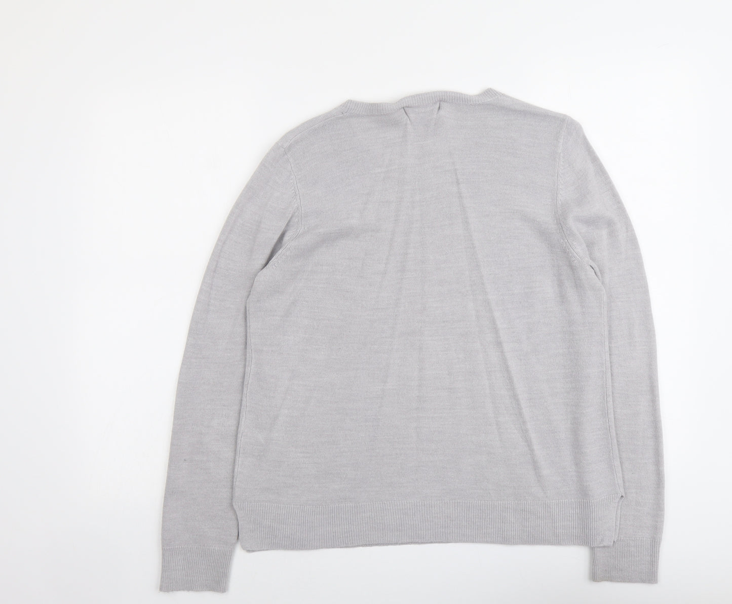 Marks and Spencer Womens Grey Round Neck Acrylic Pullover Jumper Size 16