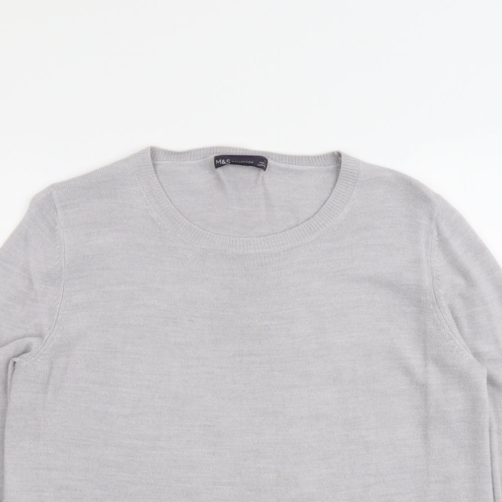Marks and Spencer Womens Grey Round Neck Acrylic Pullover Jumper Size 16