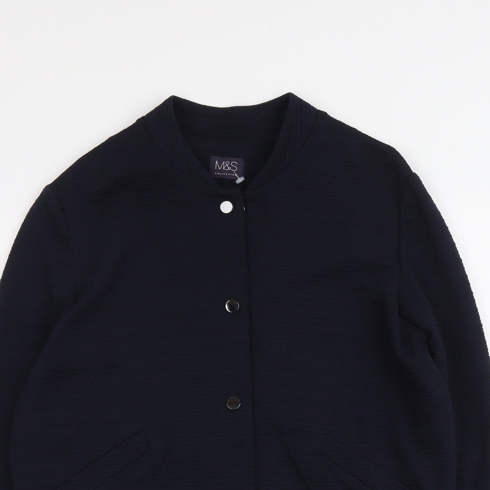 Marks and Spencer Womens Blue Bomber Jacket Jacket Size 10 Snap