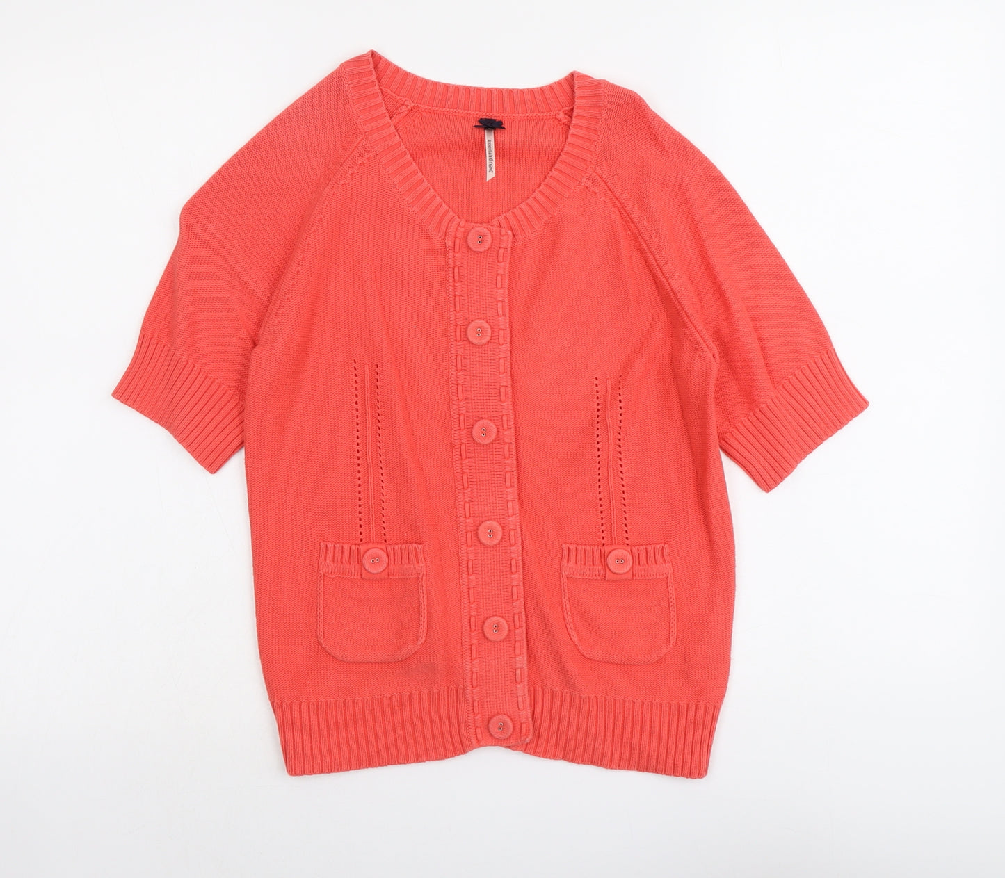 NEXT Womens Orange Round Neck Cotton Cardigan Jumper Size 10