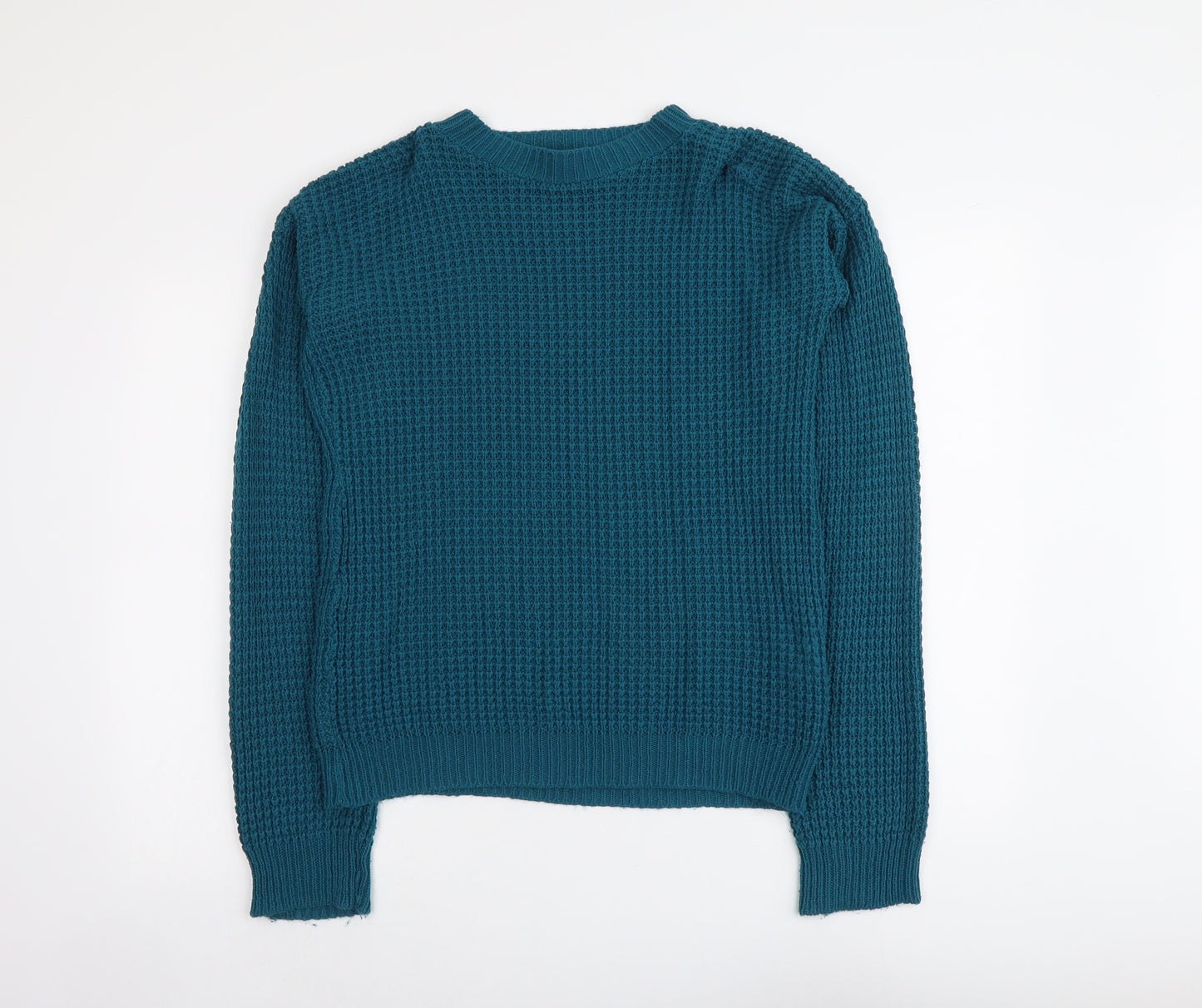 Boohoo Womens Blue Round Neck Acrylic Pullover Jumper Size M