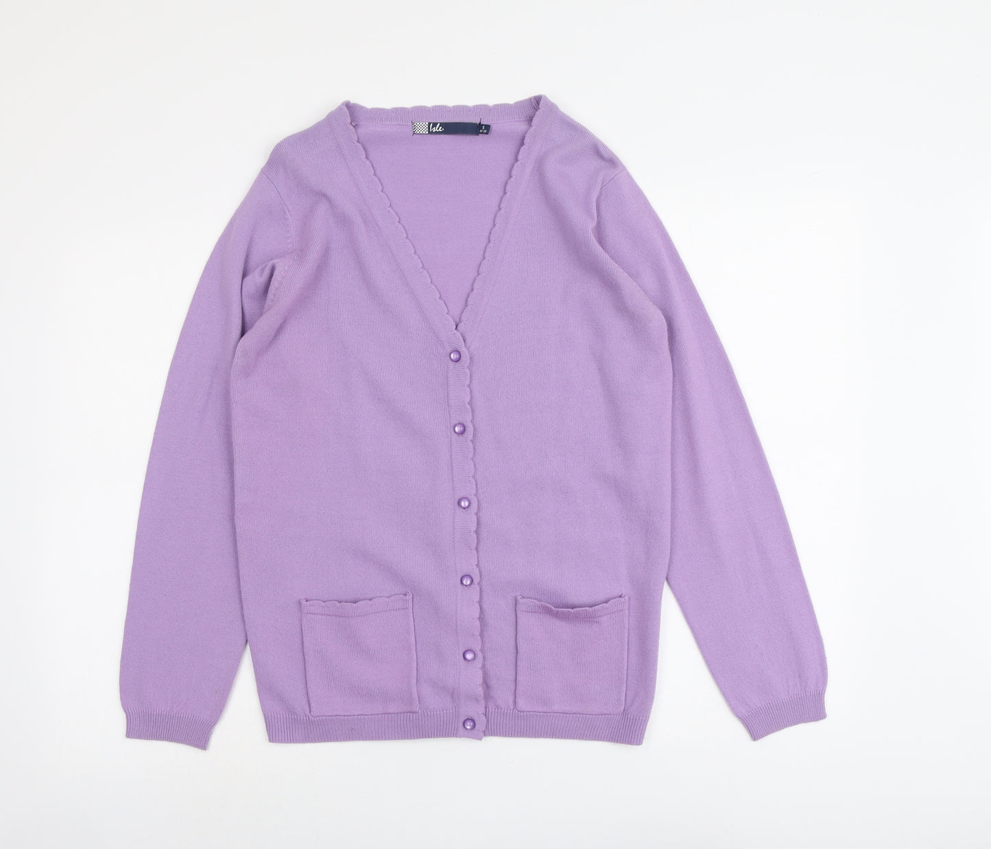 EWM Womens Purple V-Neck Acrylic Cardigan Jumper Size 10