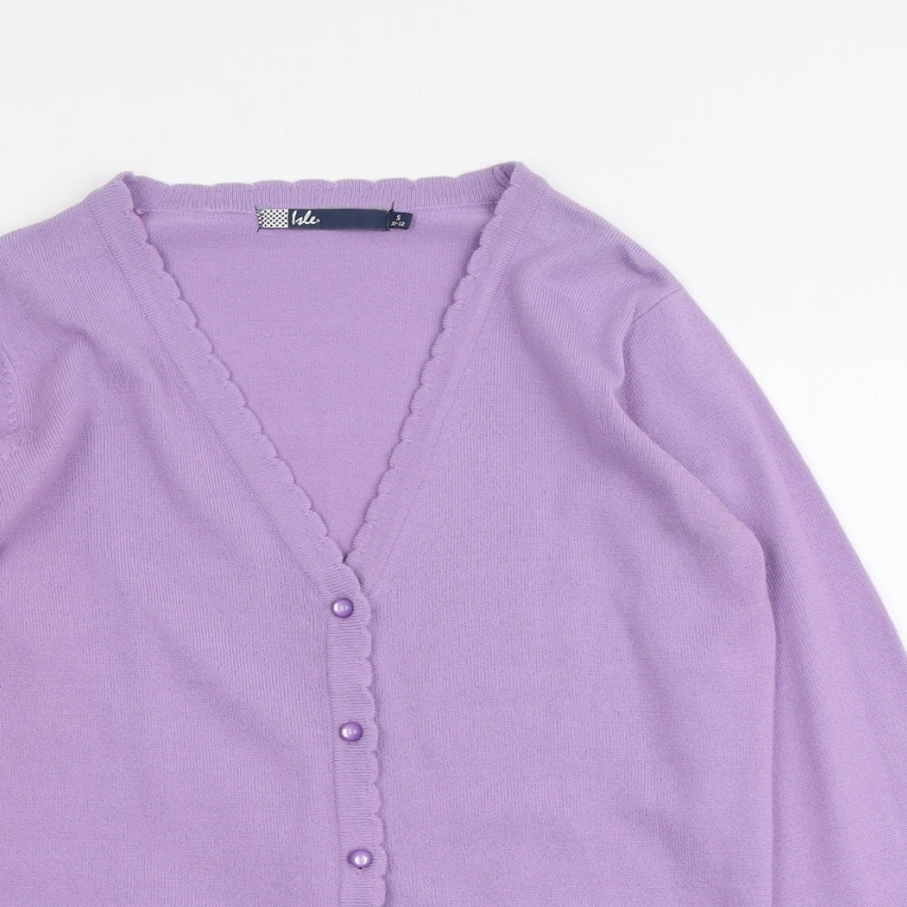 EWM Womens Purple V-Neck Acrylic Cardigan Jumper Size 10