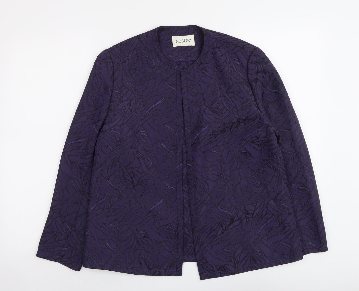 Eastex Womens Purple Geometric Polyester Jacket Blazer Size 12