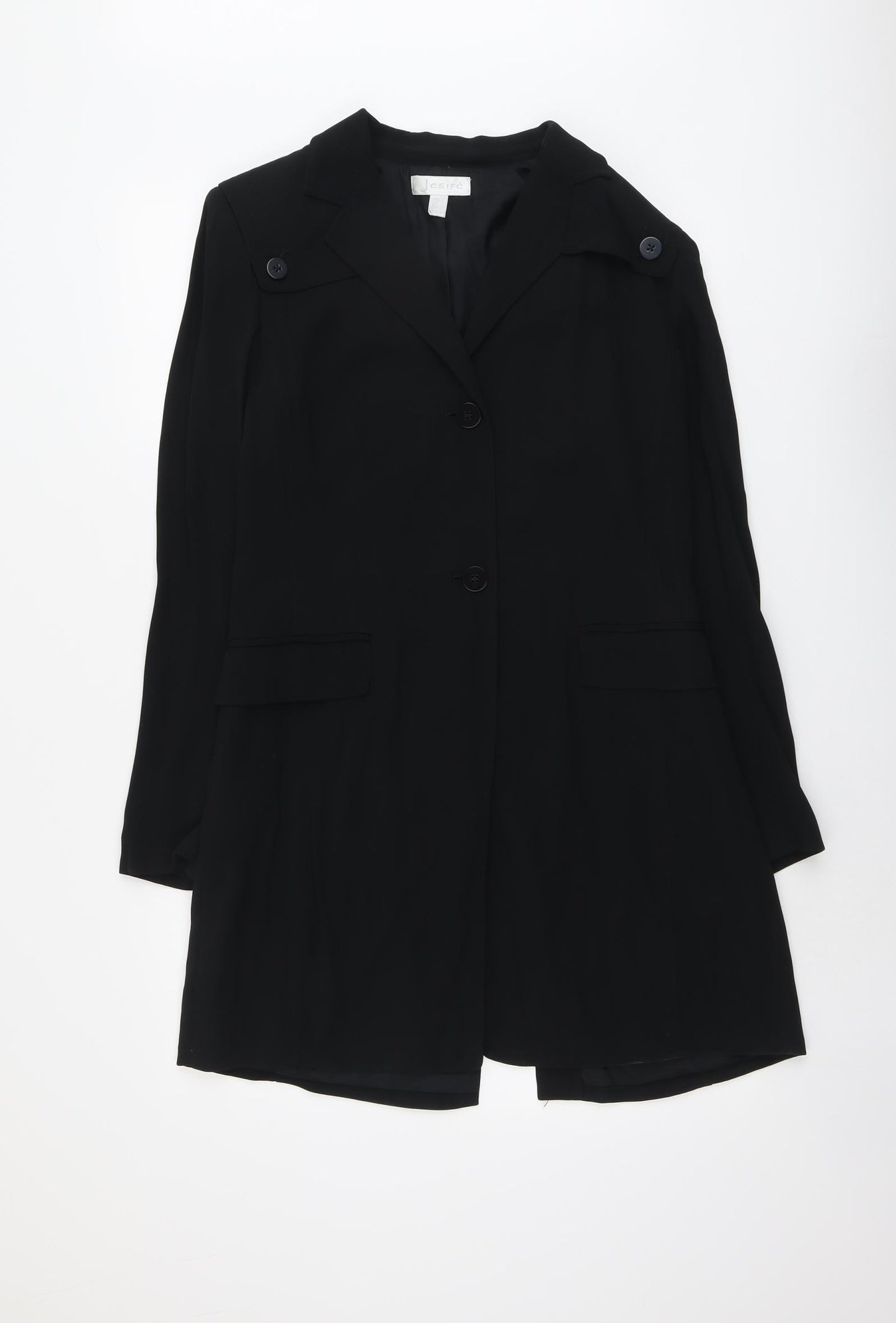 Jesire Womens Black Pea Coat Coat Size 12 Button