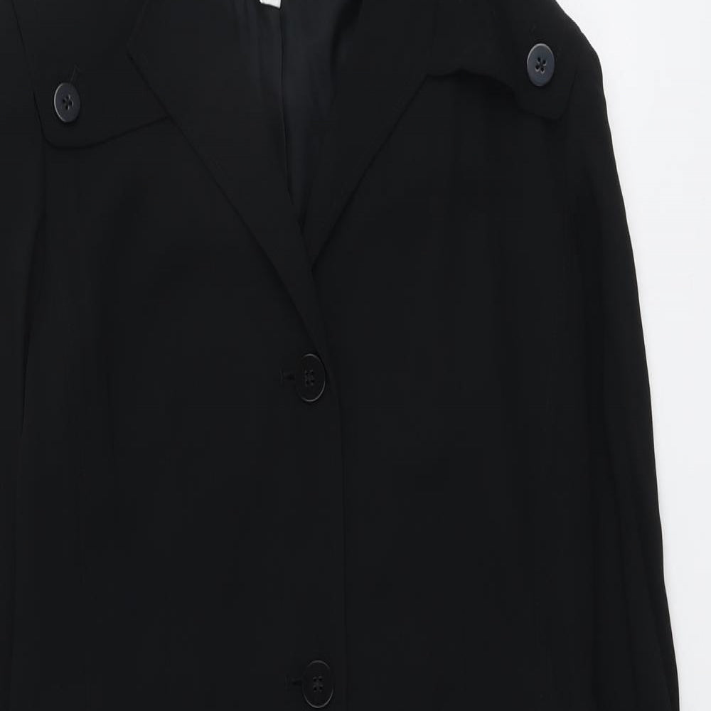 Jesire Womens Black Pea Coat Coat Size 12 Button
