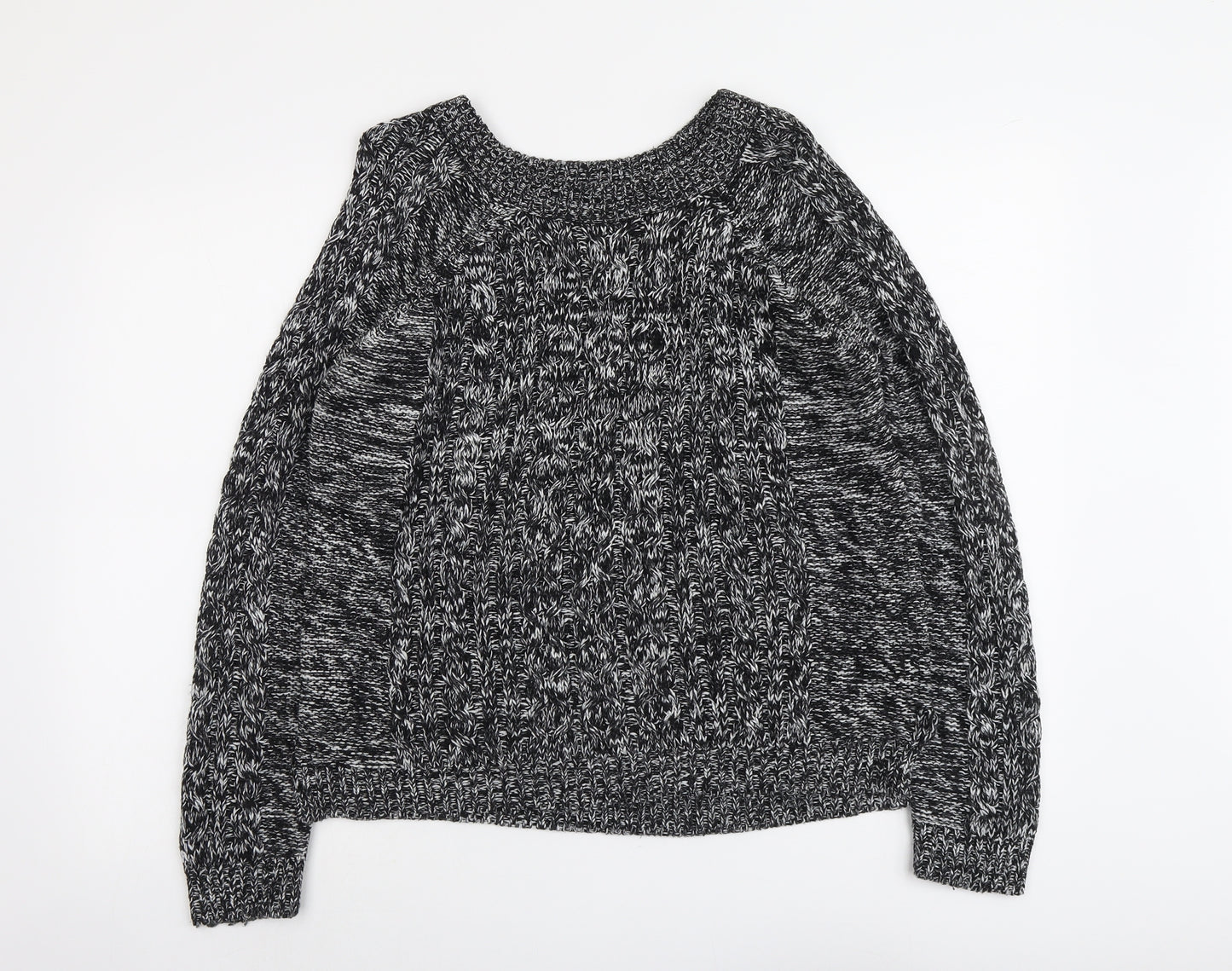 Select Womens Black Round Neck Geometric Acrylic Pullover Jumper Size 12