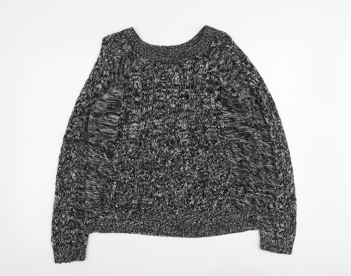Select Womens Black Round Neck Geometric Acrylic Pullover Jumper Size 12