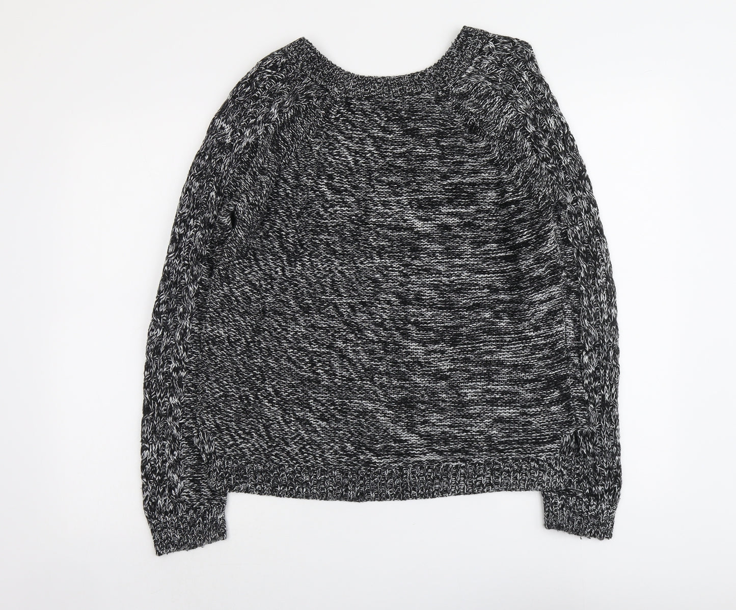 Select Womens Black Round Neck Geometric Acrylic Pullover Jumper Size 12