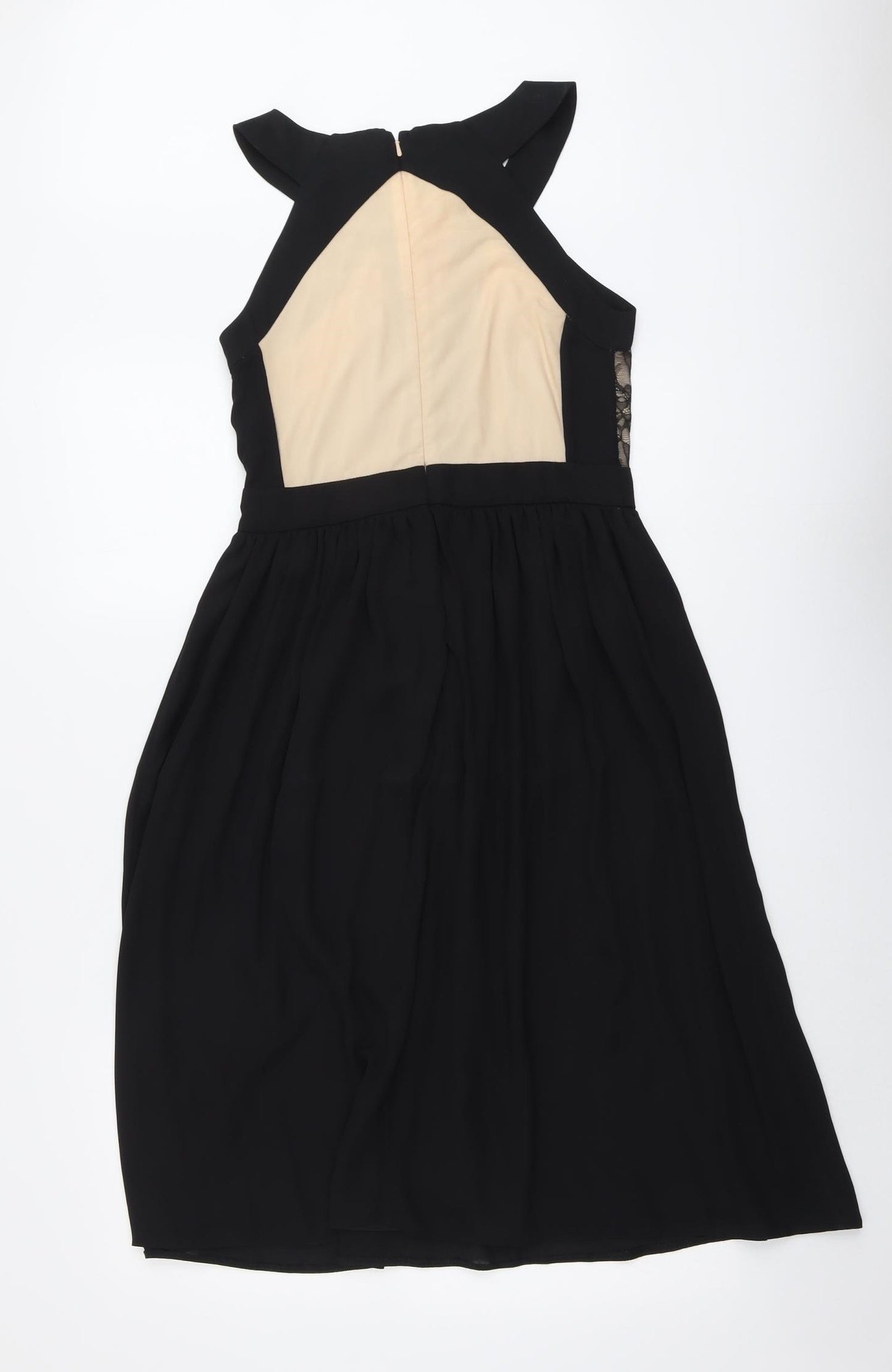 Love Label Womens Black Polyester Fit & Flare Size 10 Round Neck Zip