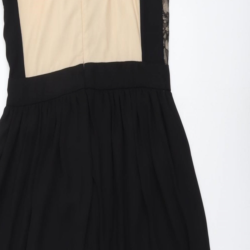 Love Label Womens Black Polyester Fit & Flare Size 10 Round Neck Zip