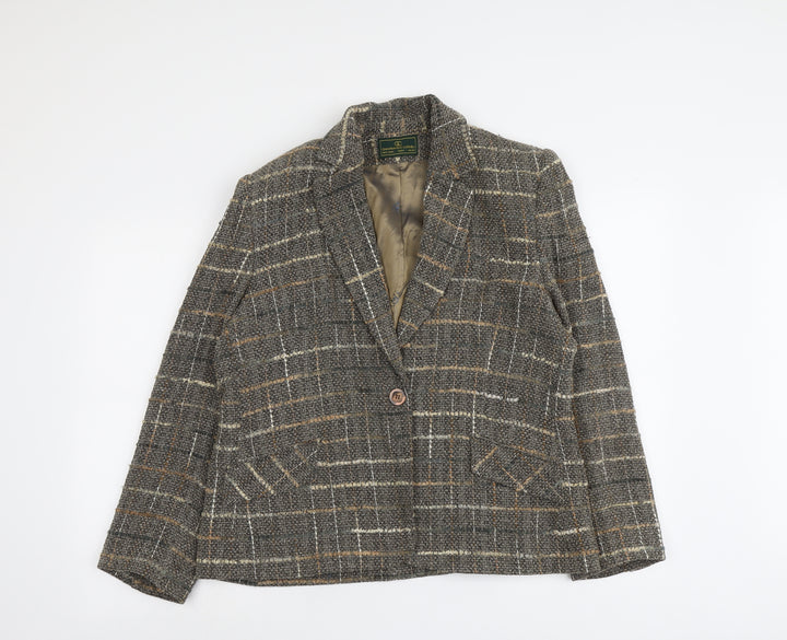 Gianfranco Corneli Womens Grey Geometric Viscose Jacket Blazer Size 16